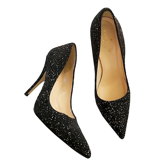 kate spade Shoes - Kate Spade Black Heels with Gold Glitter Specks Size 8.5